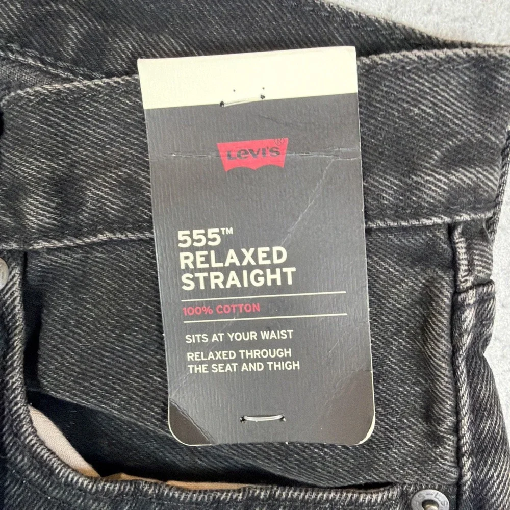 Levis Premium Men 555 Relax Fit Straight Leg Jeans 30x30 Black NWT 100% Cotton